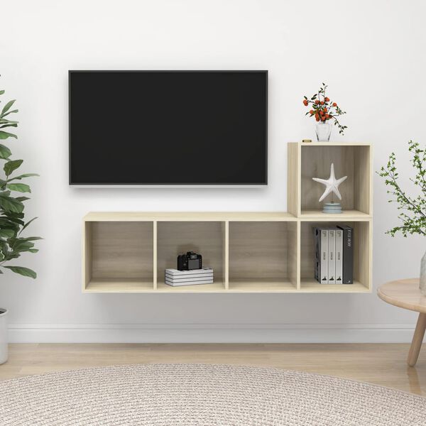 vidaXL 2 Piece TV Cabinet Set Sonoma Oak Engineered Wood