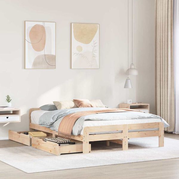 vidaXL Bed frame without Mattress 150x200 cm King Size Solid Wood Pine