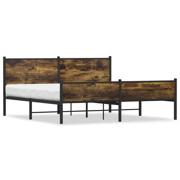 vidaXL Metal Bed Frame without Mattress Smoked Oak 180x200 cm Super King