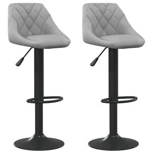 vidaXL Bar Stool | Set of 2 | Light Grey | Velvet, Steel | Adjustable size