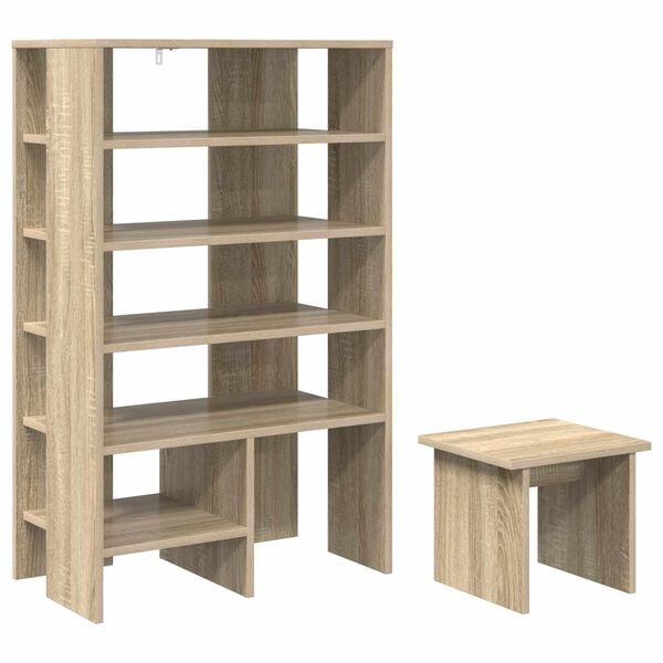 vidaXL Shoe Cabinet with Shelf 2 pcs Sonoma Oak Engineered Wood