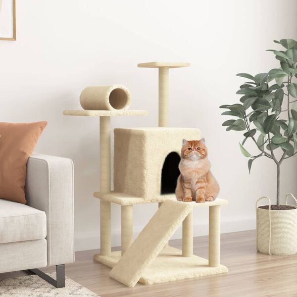 vidaXL Cat Tree with Sisal Scratching Posts Cream 110.5 cm