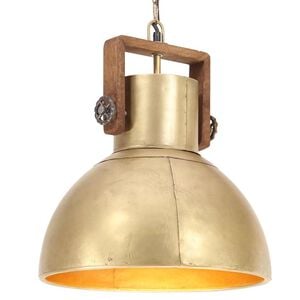 vidaXL Hanging Lamp | Brass, Brown | Iron, Mango Wood | Medium | Hanging Lamp