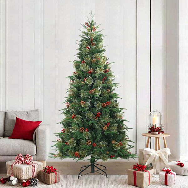 vidaXL Artificial Hinged Christmas Tree Green 240 cm PVC, PE and Steel