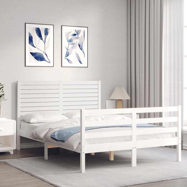 vidaXL Bed Frame without Mattress White 140x190 cm Solid Wood