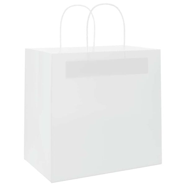 vidaXL Paper Bags 50 pcs with Handles White 26x17x25 cm