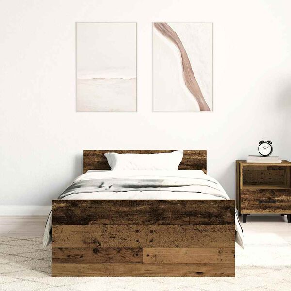 vidaXL Bed Frame without Mattress Old Wood 90x200 cm Engineered Wood