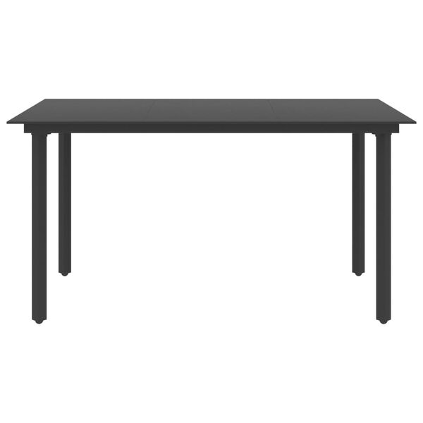 vidaXL Garden Dining Table Black 150x80x74 cm Steel and Glass