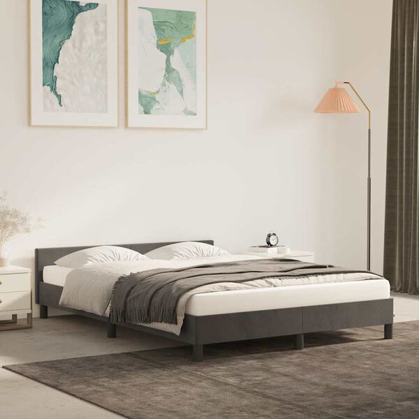 vidaXL Bed Frame without Mattress Dark Grey 180x200cm Super King Velvet