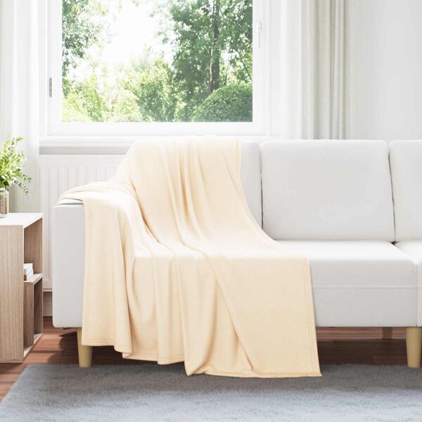 vidaXL Throw Blanket Cream 170 x 130 cm Fleece