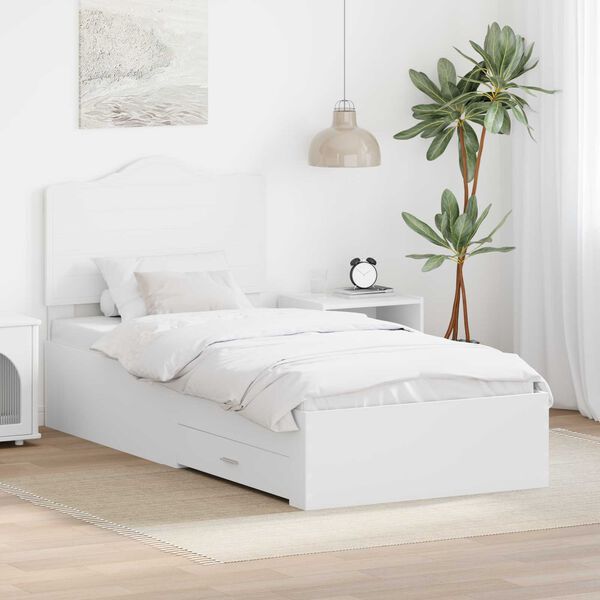 vidaXL Bed Frame with Headboard White 75 x 190 cm Engineered Wood