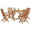 vidaXL Garden Dining Set Folding 5 pcs Brown Solid Teak Wood