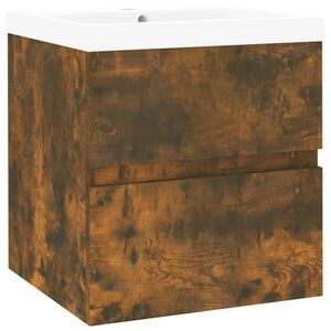 vidaXL Sink Cabinet with Built-in Basin Smoked Oak Engineered Wood