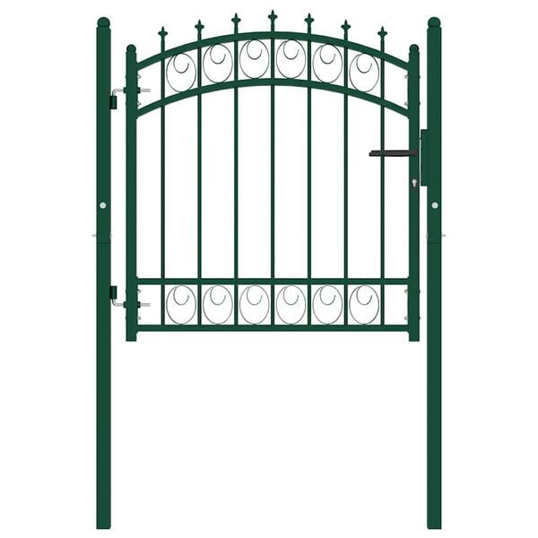 vidaXL Fence Gate with Spikes Steel 103x97 cm Green