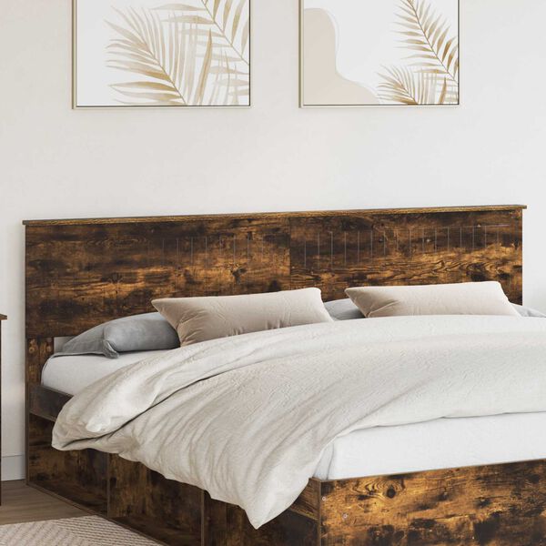 vidaXL Headboard Smoked Oak 200 cm Engineered wood