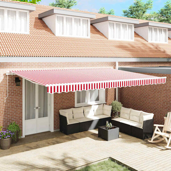 vidaXL Retractable Awning Retractable Red and White 500 x 350 cm