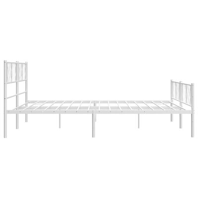vidaXL Metal Bed Frame with Headboard and Footboard White 193x203 cm