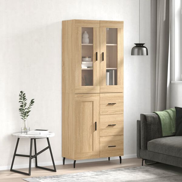 vidaXL Highboard Sonoma Oak 69.5x34x180 cm Engineered Wood