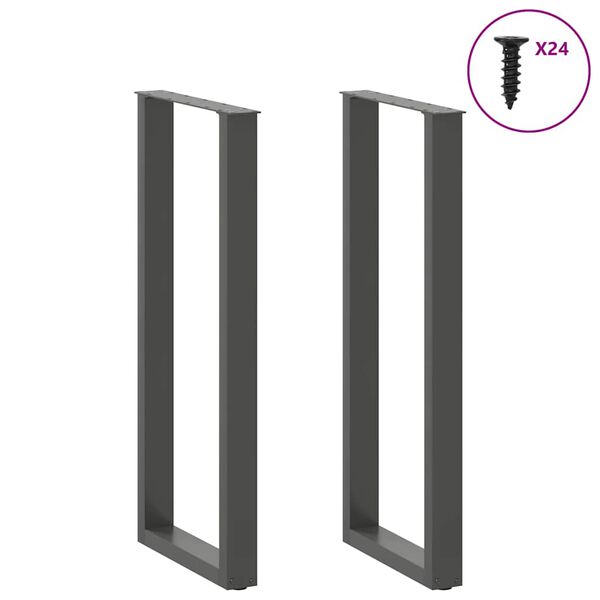 vidaXL Bar Table Legs U-Shaped 2 pcs Anthracite 50x(110-111) cm Steel