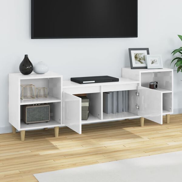 vidaXL TV Cabinet High Gloss White 160x35x55 cm Engineered Wood