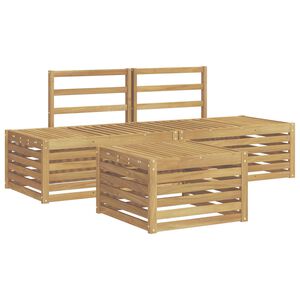 vidaXL Outdoor Sofa Set 4 Piece White Solid Acacia Wood