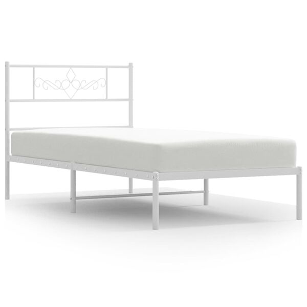 vidaXL Metal Bed Frame without Mattress with Headboard White 80x200cm