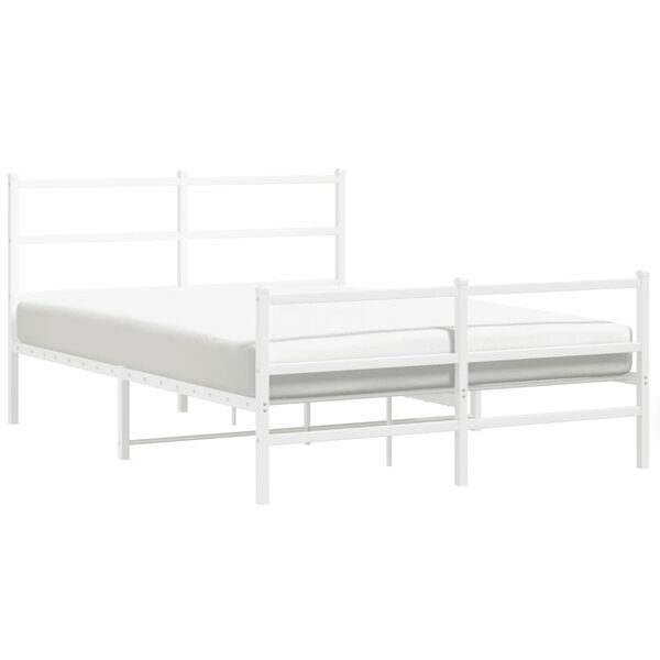 vidaXL Metal Bed Frame without Mattress with Footboard&nbsp;White 140x190cm