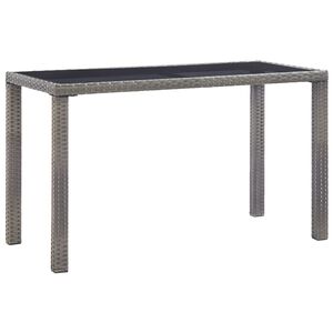 vidaXL Outdoor Dining Table | Anthracite | PE rattan, steel, tempered glass