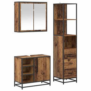 vidaXL Bathroom Furniture Set 3 pcs Old Wood Engineered Wood