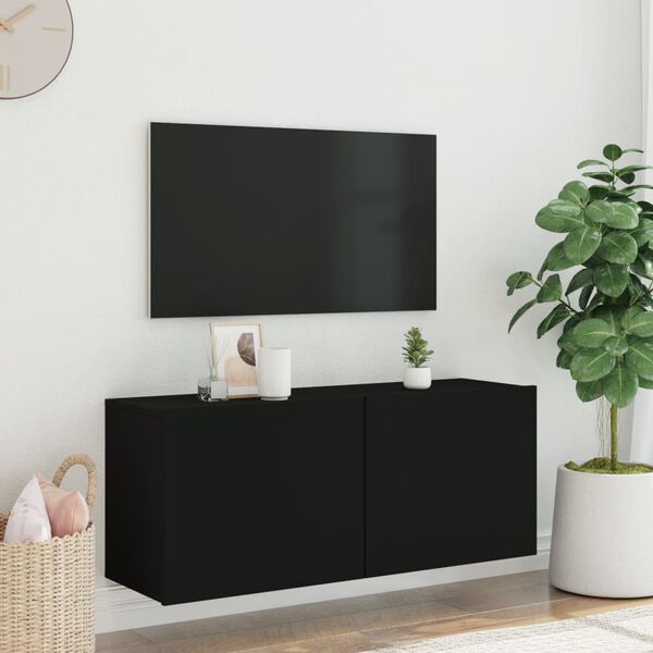 vidaXL TV Cabinet Wall-mounted Black 100x30x41 cm