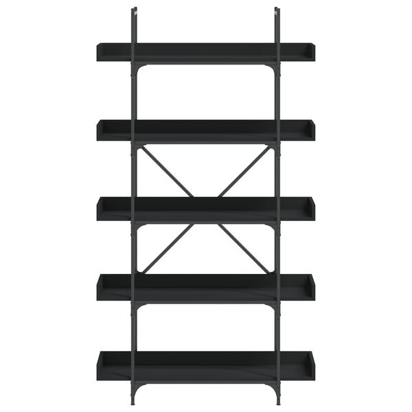 vidaXL Bookcase 5-Tier Black 100x33x180.5 cm Engineered Wood