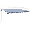 vidaXL Manual Retractable Awning with LED 500x300 cm Blue and White