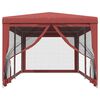 vidaXL Party Tent with 6 Mesh Sidewalls Red 3x6 m HDPE