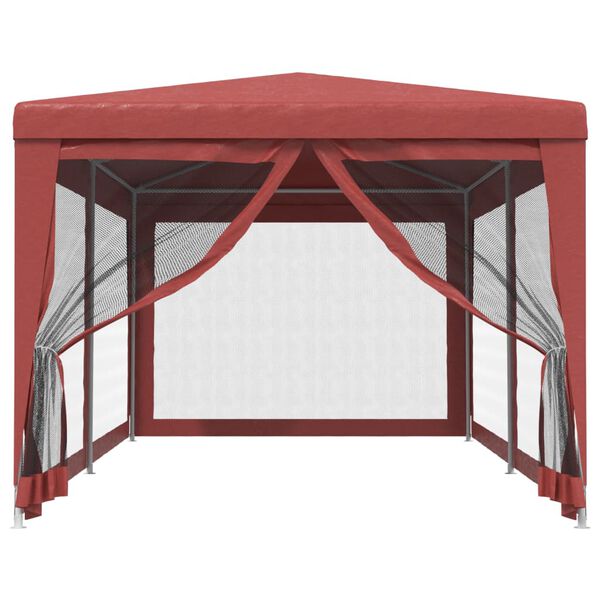 vidaXL Party Tent with 6 Mesh Sidewalls Red 3x6 m HDPE