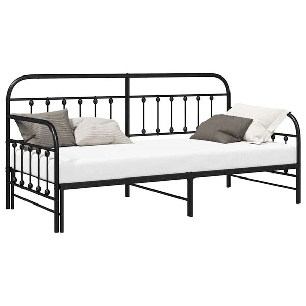 vidaXL Daybed Frame with Headboard Black 100 x 200 cm Steel