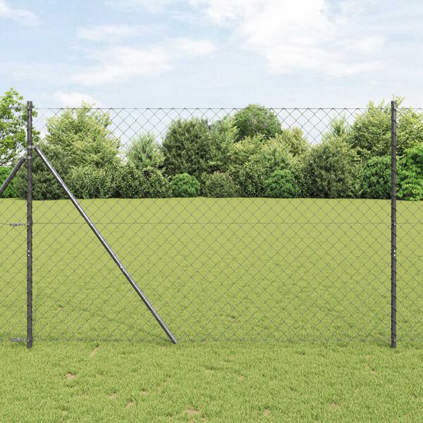 vidaXL Fence Post Grey 10 x 1.5 m (60 x 60 mm mesh) Steel and PVC