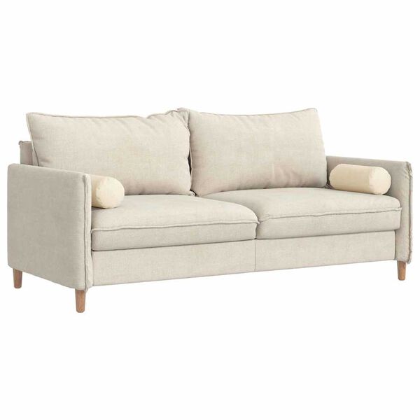 vidaXL Bolster Pillows 2 pcs Cream Ø 15 x 40 cm Corduroy Fabric