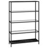 vidaXL Shelf Black Marble and Transparent 100x36x168 cm Tempered Glass
