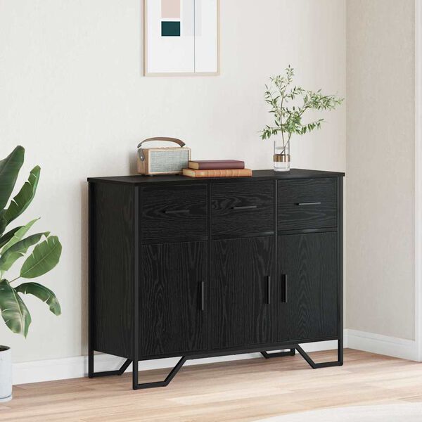 vidaXL Sideboard with Drawer Black Oak 97 x 32.5 x 74.5 cm