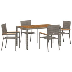 vidaXL Garden Dining Set 5 pcs Grey Poly Rattan