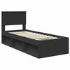 vidaXL Bed Frame with Headboard Black 75 x 190 cm Solid Pine Wood