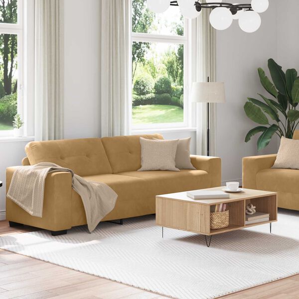 vidaXL Sofa 2 pcs Brown 221 x 80 x 80 cm Fabric