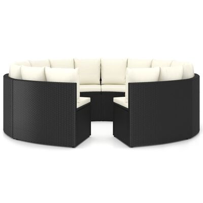 vidaXL 8 Piece Garden Sofa Set with Cushions Poly Rattan Black