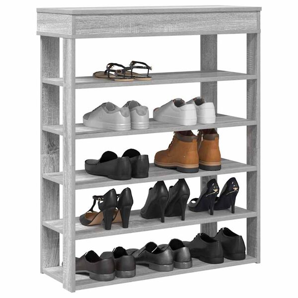 vidaXL Shoe Rack Grey Sonoma 80x30x98 cm Engineered Wood