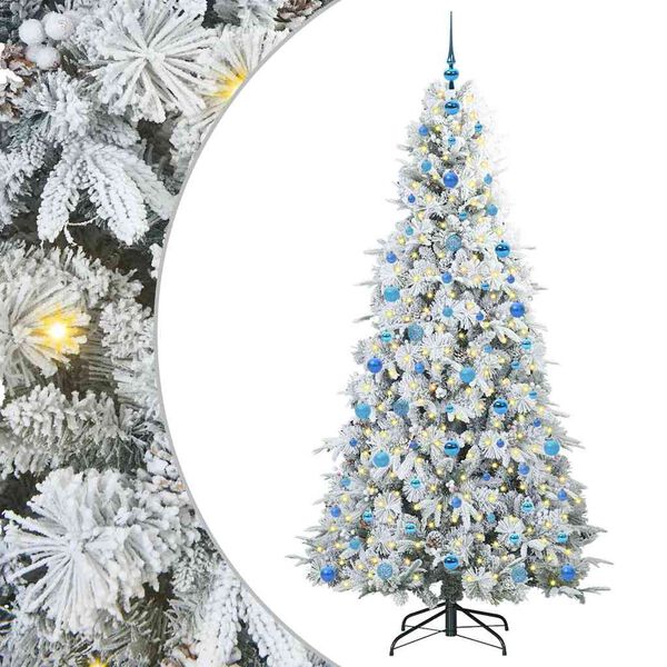 vidaXL Artificial Hinged Christmas Tree White 210 cm PE and PVC