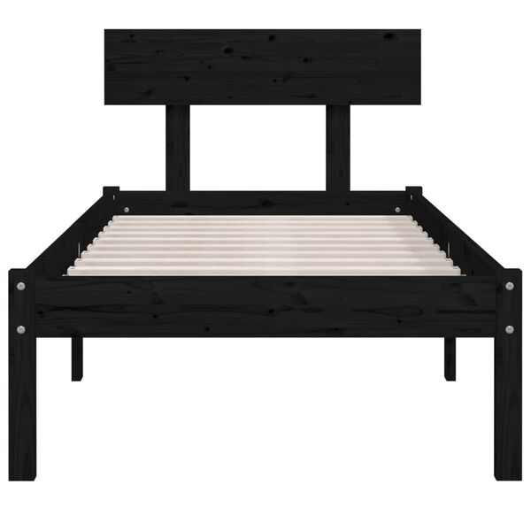 vidaXL Bed Frame without Mattress Black Solid Wood 100x200 cm