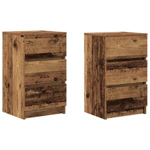 vidaXL Bedside Cabinets with 3 Drawers 2 pcs Old Wood 39x35x65 cm