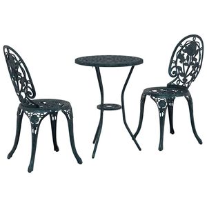 vidaXL Garden Bistro Set 3 pcs Green Aluminium