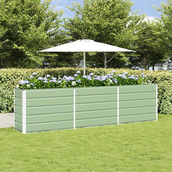 vidaXL Planter Pastel Green 290 x 90 x 77 cm Galvanised Steel