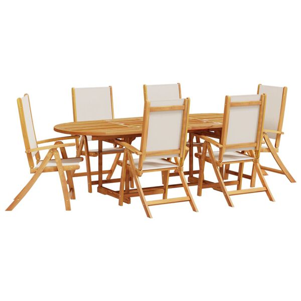 vidaXL 7 Piece Garden Dining Set Solid Wood Acacia and Textilene